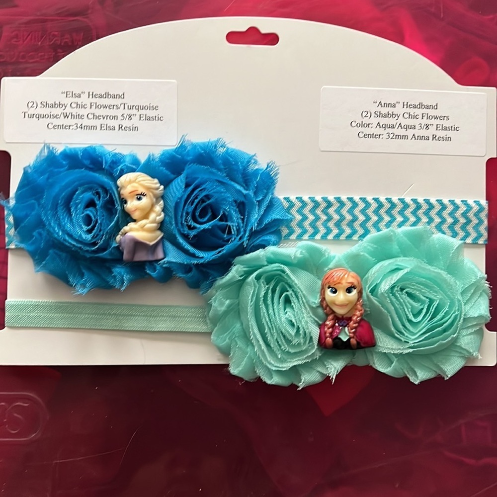 Boutique Wear It Like Mads Handmade Disney Elsa & Anna Hairbow Headband Set